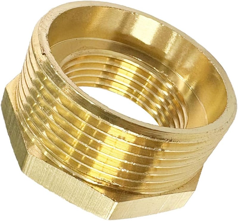 JENSWILL 1-1/2" NPT Male x 1" NPT Female Brass Reducer Hex Bushing Threaded Pipe Fitting Reducing Adapter Pack of 1 - Image 5